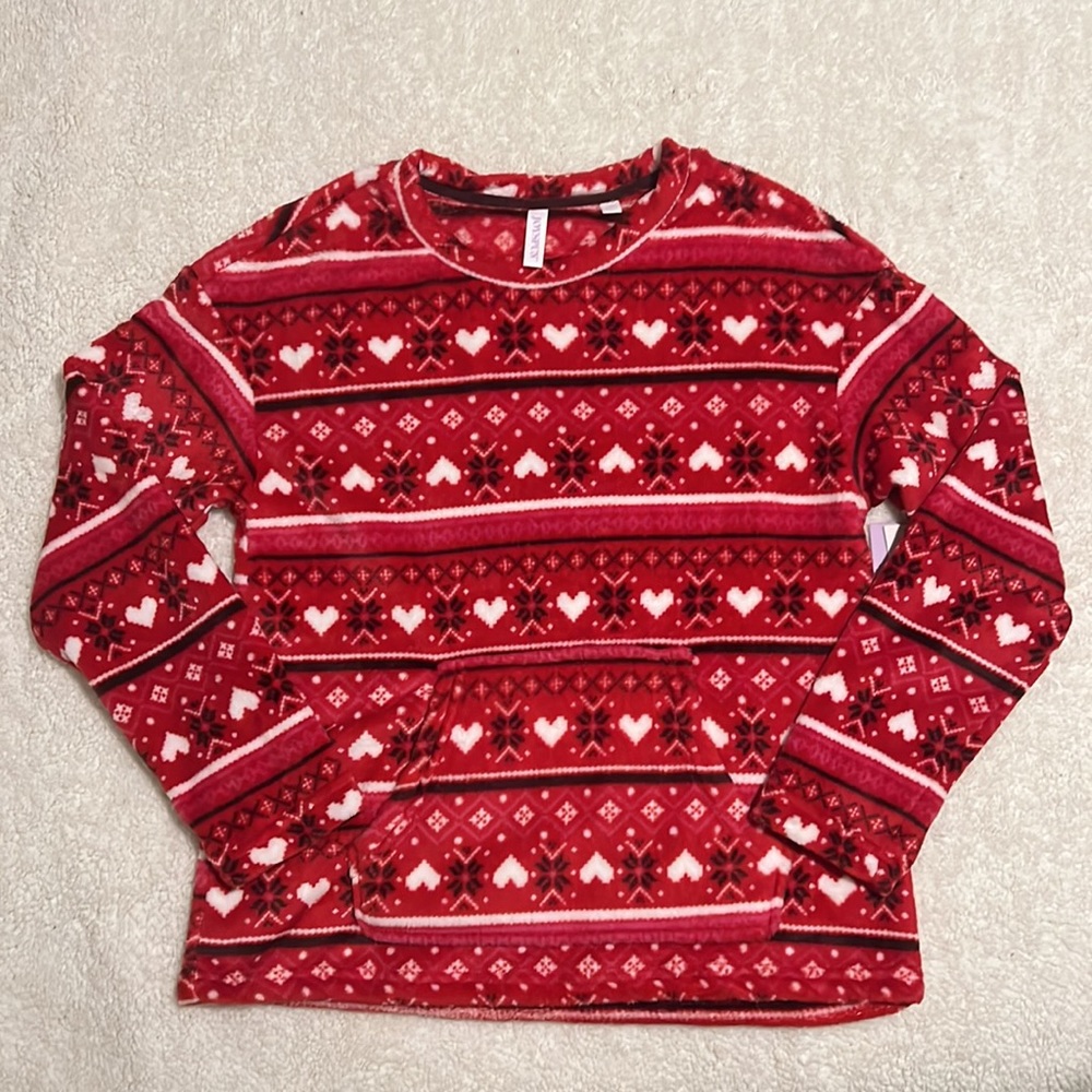 NWT Women's Plush Pajama Top Cozy Soft Pajama Shirt Hearts Womens Small 4-6 PJs